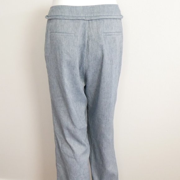 NWT Lattelier Line Drawstring Pant Blue 100% Linen Pants Medium - Picture 7 of 14